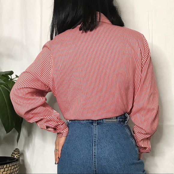 SOLD Vintage 80s 90s pin striped minimalist blouse - Picture 10 of 10